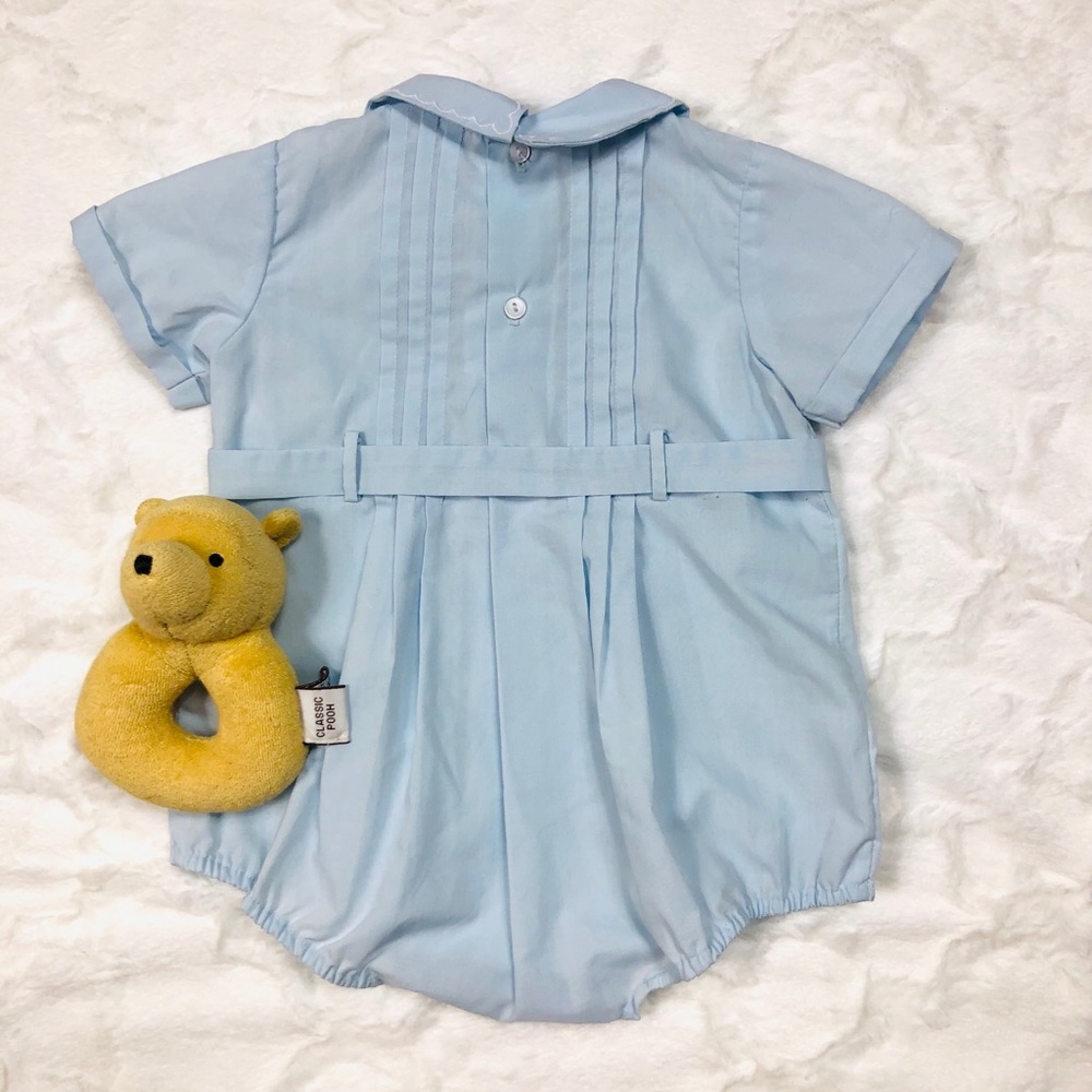 A Little Angel Blue Embroidered Bubble Romper 3m - Picture 9 of 9